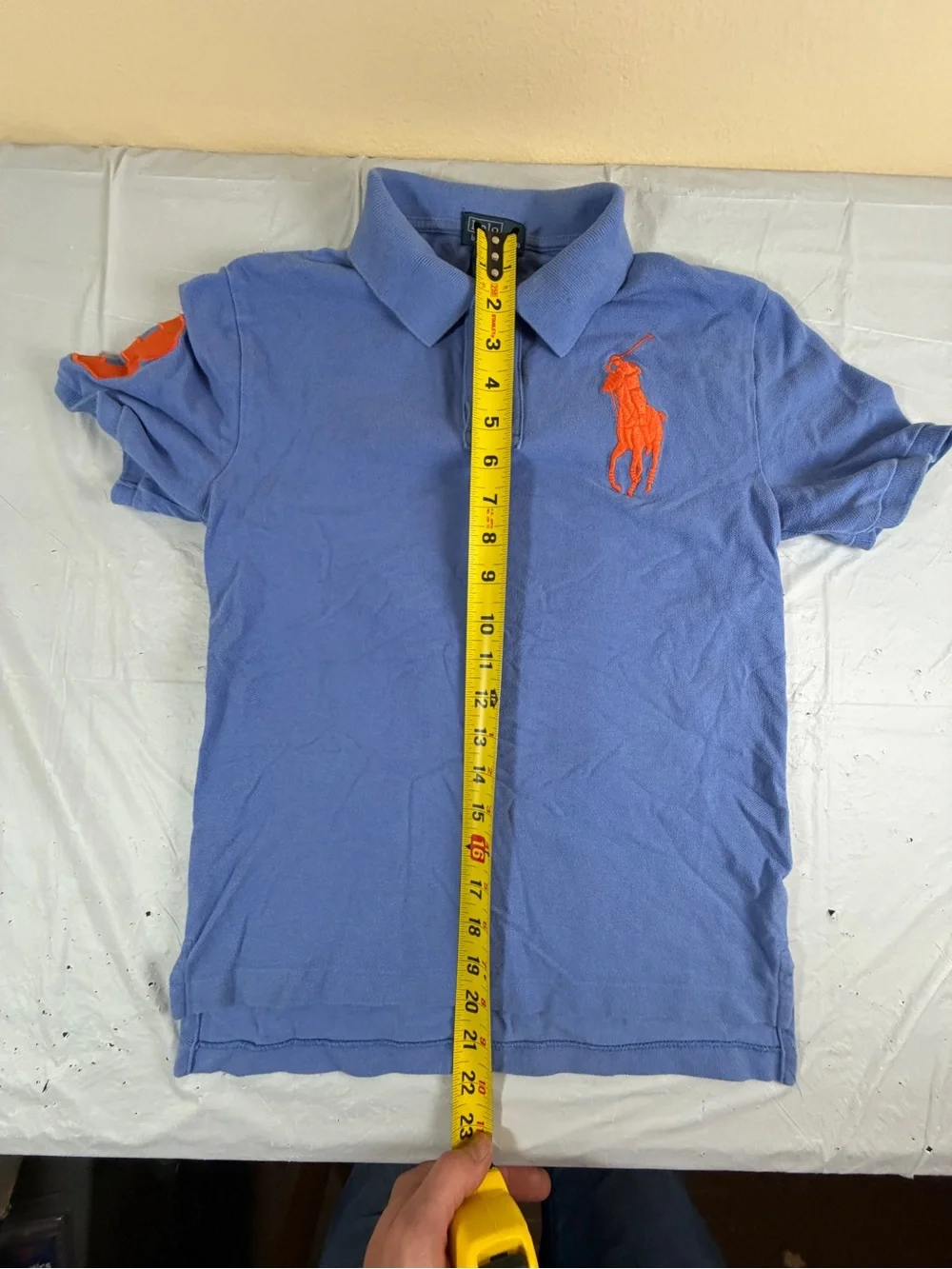 Ralph Lauren Kids Light‎ Blue Polo with Large Bright Orange Pony